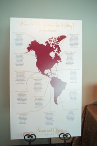 world map reception seating chart for wedding