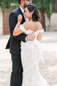 Bride and groom embracing for Wedding photographer in Detroit, MI, Courtney Rudicel