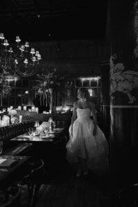 Fashion forward editorial wedding photography showcases reception moments at Trivoli Tavern Chicago, featuring Lauren Alatriste's sophisticated approach combining celebration elegance with magazine-worthy aesthetics and authentic wedding day emotion.