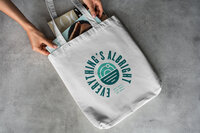 Everything’s Albright logo printed on a canvas tote bag