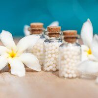 Homeopathy medicine with floweres