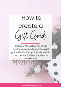 A pink background with the words How to Create a Gift Guide - Bloom by bel monili