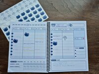 Open weekly planner pages showing scheduling, time blocking, priorities, and planning stickers.