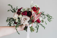 Pink rose arrangement, simple wedding flowers