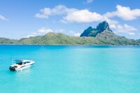View on the mount Otemanu during a boat trip in Bora Bora