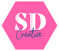 Pink and white Striped Dog Creative Logo