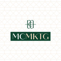 Modern logo with emblem and the words "MCMKTG" in a sans serif font