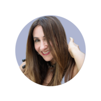 Woman client of Florida Social Butterfly with long dark hair smiling and hand up