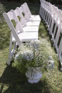 Ceremony floral decor at private home in Nantucket.
