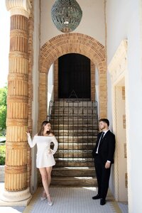 Engagement session in black and white attire | St. Augustine Downtown Engagement Photos by Phavy Photography