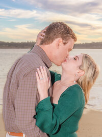 Sunset couple portrait for engagement on Carmel Beach , CA