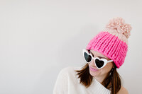 heart sunglasses and pink beanies