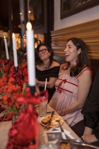 South End Baby Shower at Coppa with Fallon Carter Events. An intimate celebration for family and friends. Cozy, modern with a focus on connection. Deborah Zoe Photography. Boston Event and Portrait Photographer.