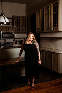 College senior with online degree photoshoot at private residence