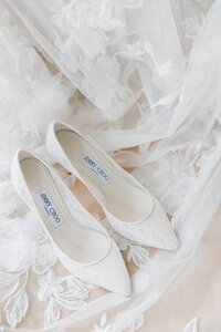 Editorial bridal detail photograph featuring Jimmy Choo wedding heels