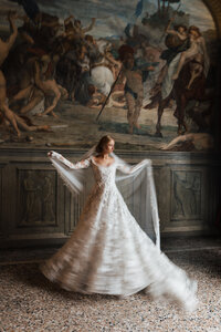 bride modeling dress