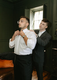 Groom getting ready