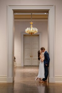Romantic wedding portraits inside a historic art museum captured by East Coast editorial wedding photographer