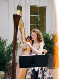 wedding harpist performing at wedding ceremony in North Carolina