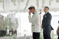 groom crying at belle mer newport wedding