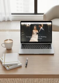 Laptop mockup — middle template — "pre-designed Showit website template mockup for wedding planners"
