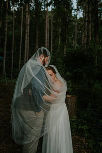 National Park Wedding, Ceremony in the trees, Lancaster couple hugging