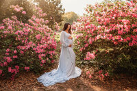 Expectant Mother pose for Spring Maternity Portraits in Hampton Park in Charleston, SC.