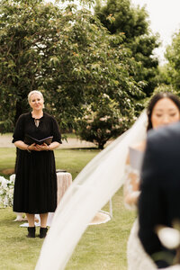 Celebrant and couple during an elopement in Christchurch
