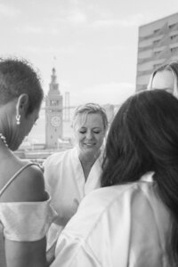 san francisco hotel ferry building bride and bridesmaids praying