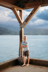 Sunset Splash Session Hanalei Bay Kauai Family Photographer-17