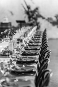 Plates and table decor at Petrichor Farm
