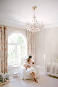 New mom and newborn baby soft natural light lifestyle session Miami