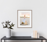 Framed wall art at home for beach family photos.