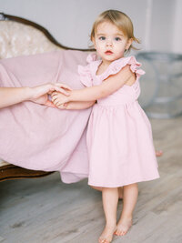 Closeup for a toddler during a maternity session