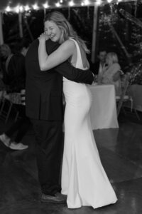 Guests enjoy dancing during tented wedding reception on Nantucket.