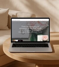 Laptop mockup — wedding stationery template — "Showit website template for wedding stationery designers displayed on laptop"