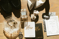 flat lay of wedding day details