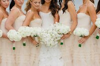 newport bride with creme bridesmaid dresses