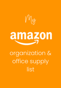 An ipad with an orange background and the words My Amazon organization & office supply list - Bloom by bel monili