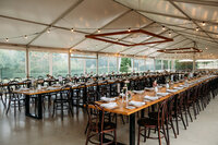 Reception space in the marquee at Poachers Pantry