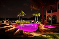 Pool at night editorial shot for Hayward Pools