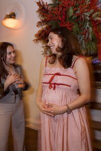 South End Baby Shower at Coppa with Fallon Carter Events. An intimate celebration for family and friends. Cozy, modern with a focus on connection. Deborah Zoe Photography. Boston Event and Portrait Photographer.