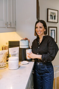 Leah Solivan, founder of TaskRabbit, making her morning coffee.
