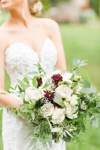 blush and burgundy wedding bouquet at Gervasi Vineyard wedding photographed by akron ohio wedding photographer