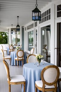 Rustic Elegant Tables Setup with Blue Tablecloth