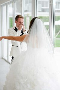 first look groom crying newport wedding photographer