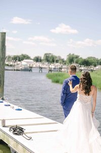 First look with bride and groom