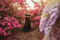Maternity Photos in Charleston, SC -- Expectant mother poses for Maternity Portraits at Hampton Park in downtown Charleston, SC.