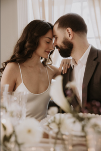 Bride and groom sharing an intimate moment at Maison Charlottesville. Amy Mitchell Photography.