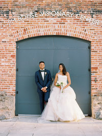 Bride and Groom at Summer wedding at the American Visionary Arts Museum